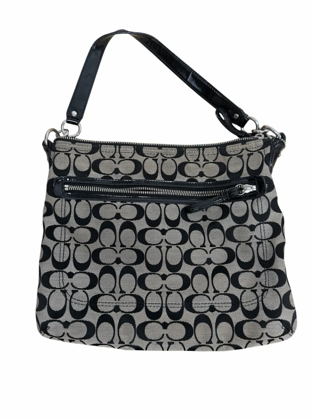 Coach Poppy Signature Perri Hippie Crossbody Black/White